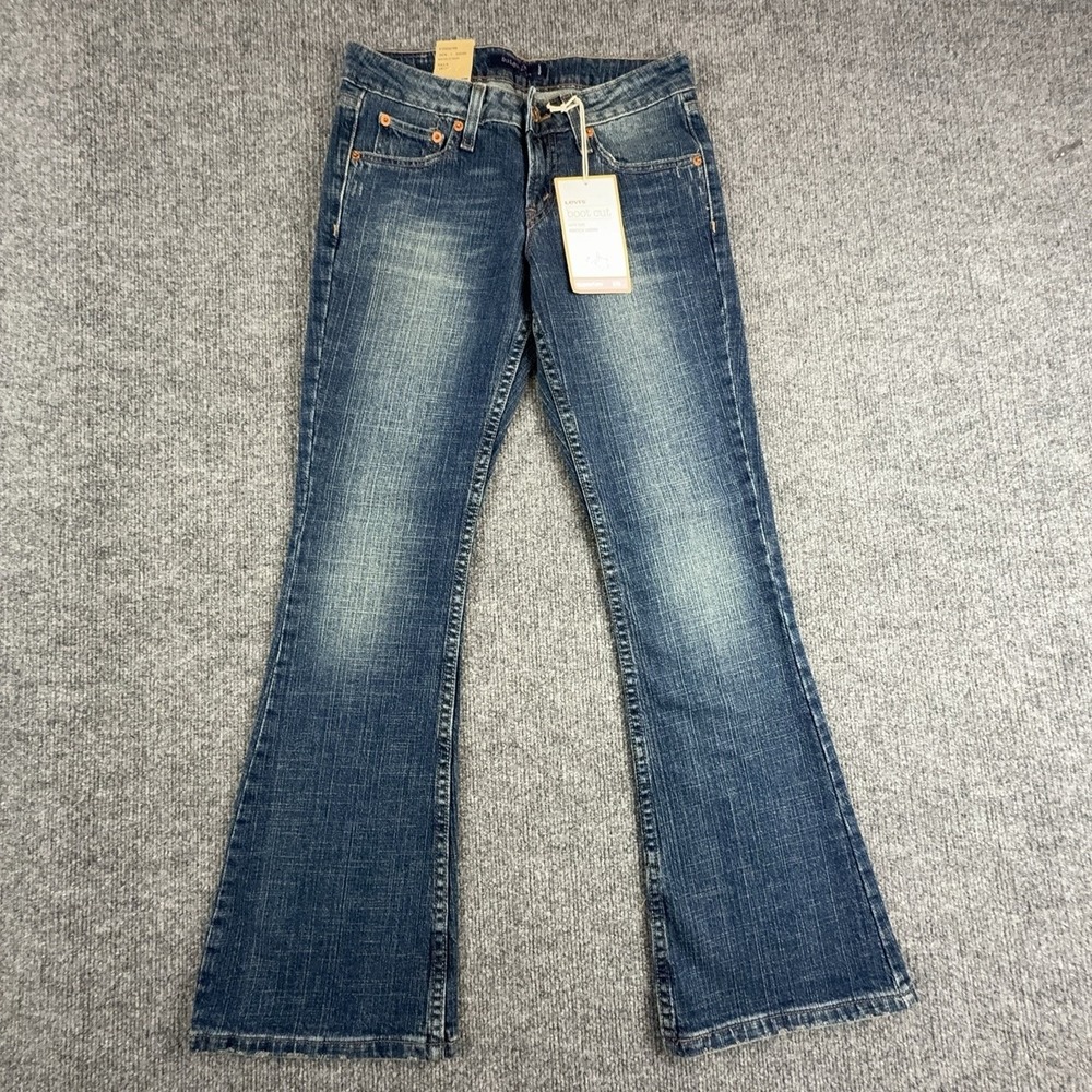 Levi's 518 Superlow Bootcut Jeans Juniors 1 Short Medium Wash Blue Low Rise